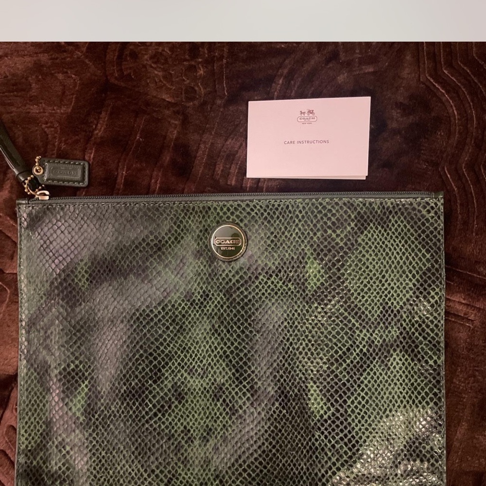 Coach Men's Green Snakeskin Toiletry Bag